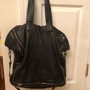 Alexander Wang black leather zipper shoulder bag